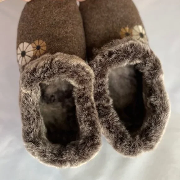 ACORN | Faux Chinchilla Collar Slippers Indoor-Outdoor - Like NEW! - Picture 5 of 6